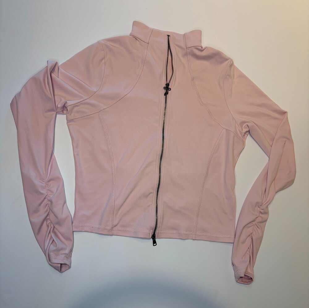 Gilly Hicks Pink Zip Front Mock Neck Activewear Jacket Size L